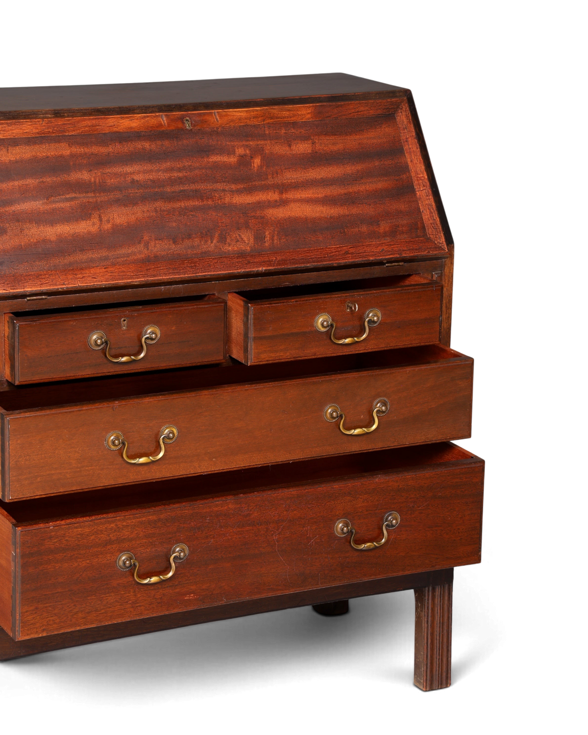 Hauptstadt Möblerei antika İngiliz tarzı masif ahşap sekreter çalışma masası, çekmeceli ve pirinç kulplu
