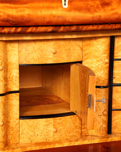 Hauptstadt Möblerei Biedermeier Sekretär aus hellem Echtholz mit offenem Fach und Schlüsseln im Louis-Philippe-Design