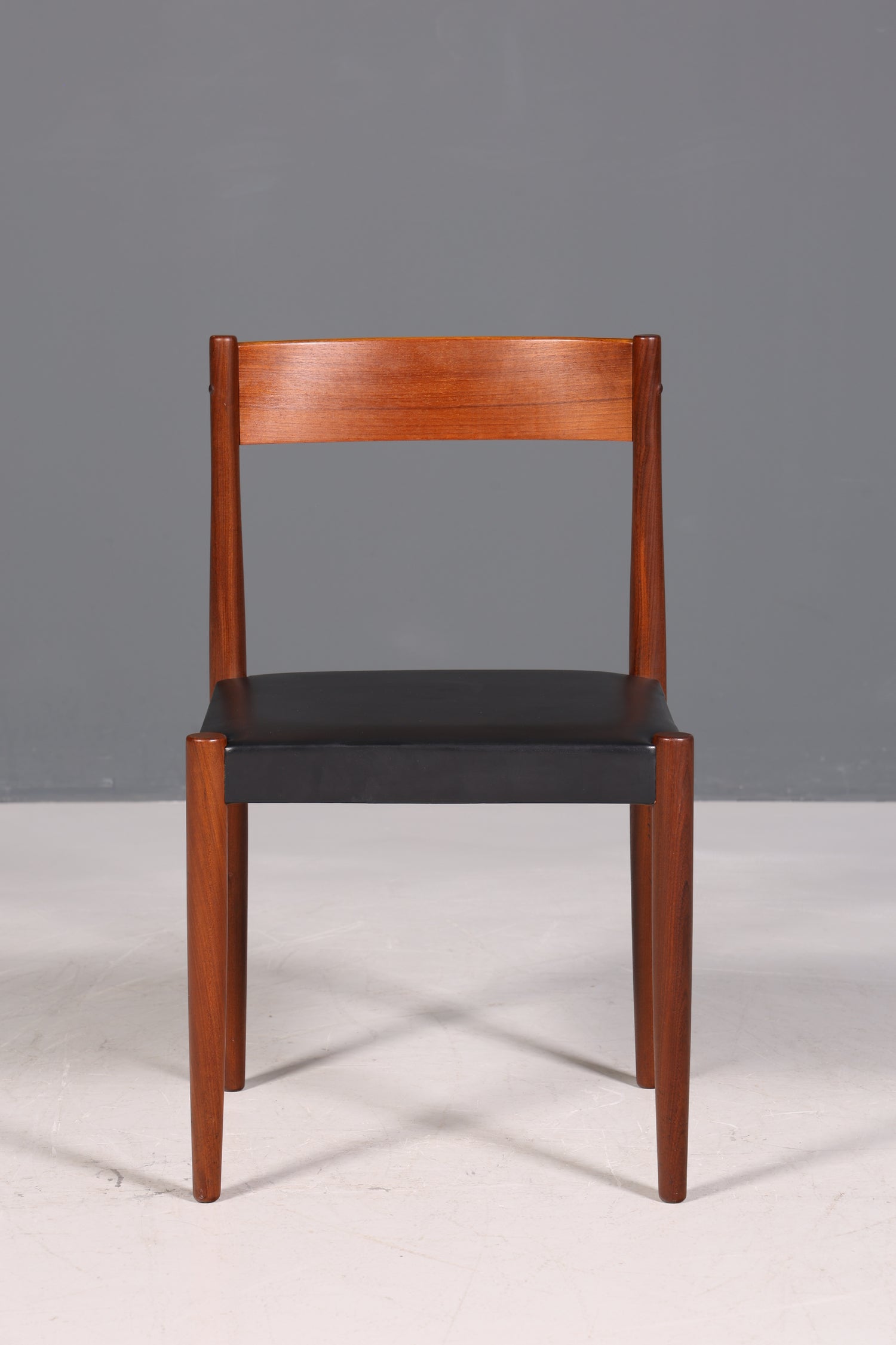 Chaise simple de style milieu du siècle, en palissandre, style secrétaire rétro, en cuir véritable, chaise de cuisine design danois, 1 sur 2