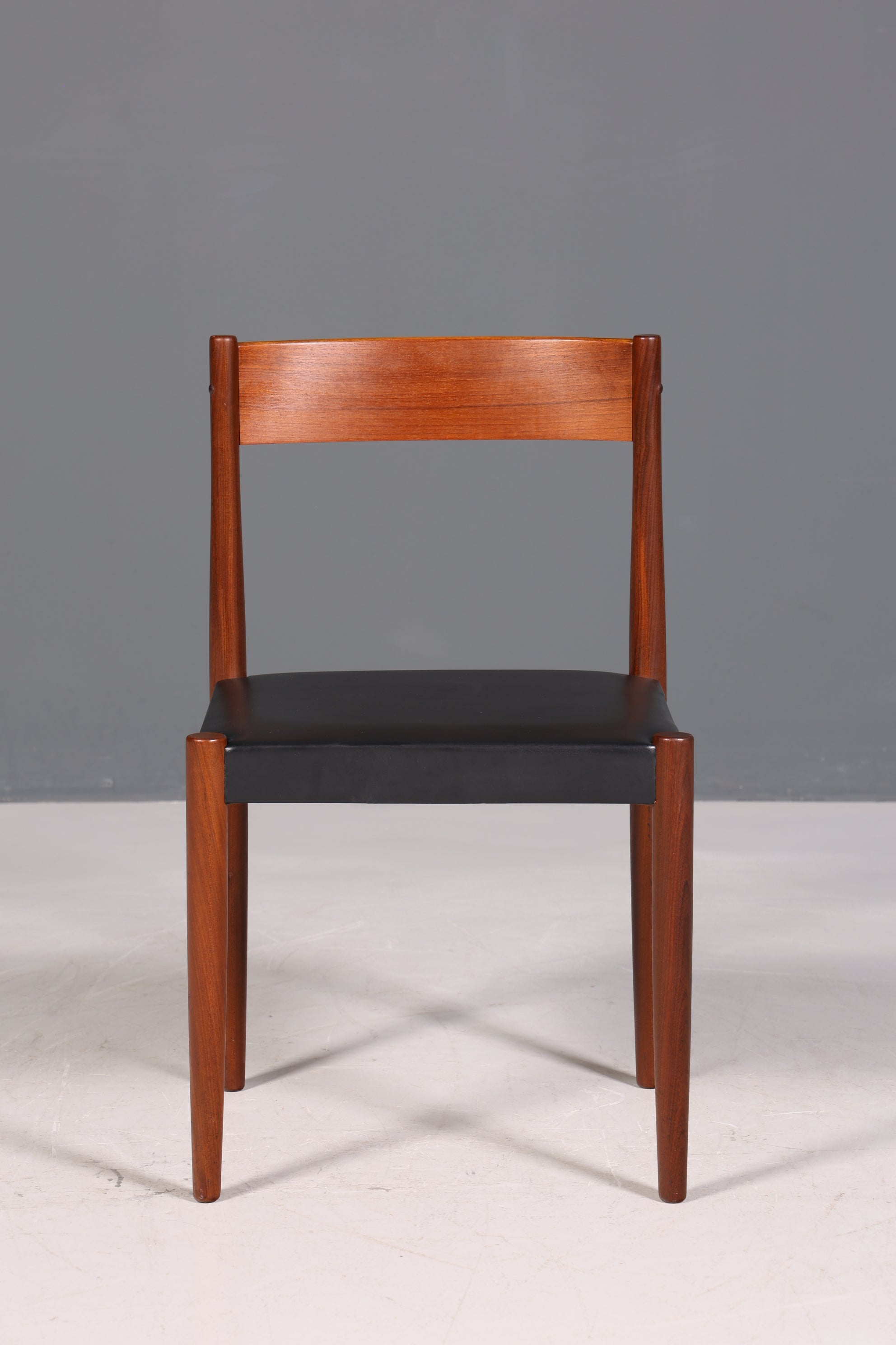 Chaise simple de style milieu du siècle, en palissandre, style secrétaire rétro, en cuir véritable, chaise de cuisine design danois, 1 sur 2