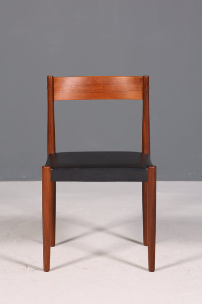 Chaise simple de style milieu du siècle, en palissandre, style secrétaire rétro, en cuir véritable, chaise de cuisine design danois, 1 sur 2