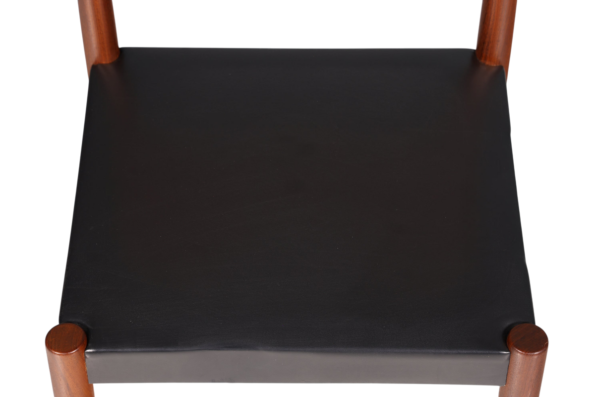 Schlichter Mid Century Stuhl Palisander Retro Sekretär Stuhl echt Leder Danish Design Küchenstuhl 1 von 2