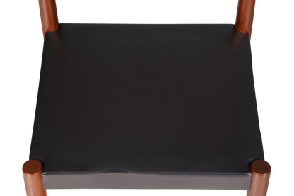Schlichter Mid Century Stuhl Palisander Retro Sekretär Stuhl echt Leder Danish Design Küchenstuhl 1 von 2