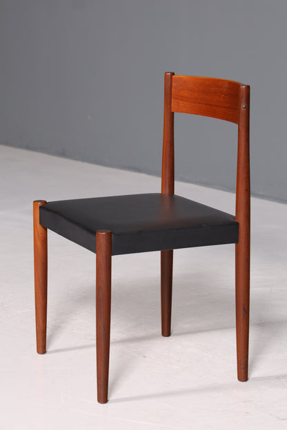 Chaise simple de style milieu du siècle, en palissandre, style secrétaire rétro, en cuir véritable, chaise de cuisine design danois, 1 sur 2