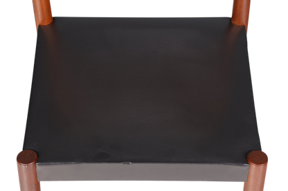 Schlichter Mid Century Stuhl Palisander Retro Sekretär Stuhl echt Leder Danish Design Küchenstuhl 2 von 2