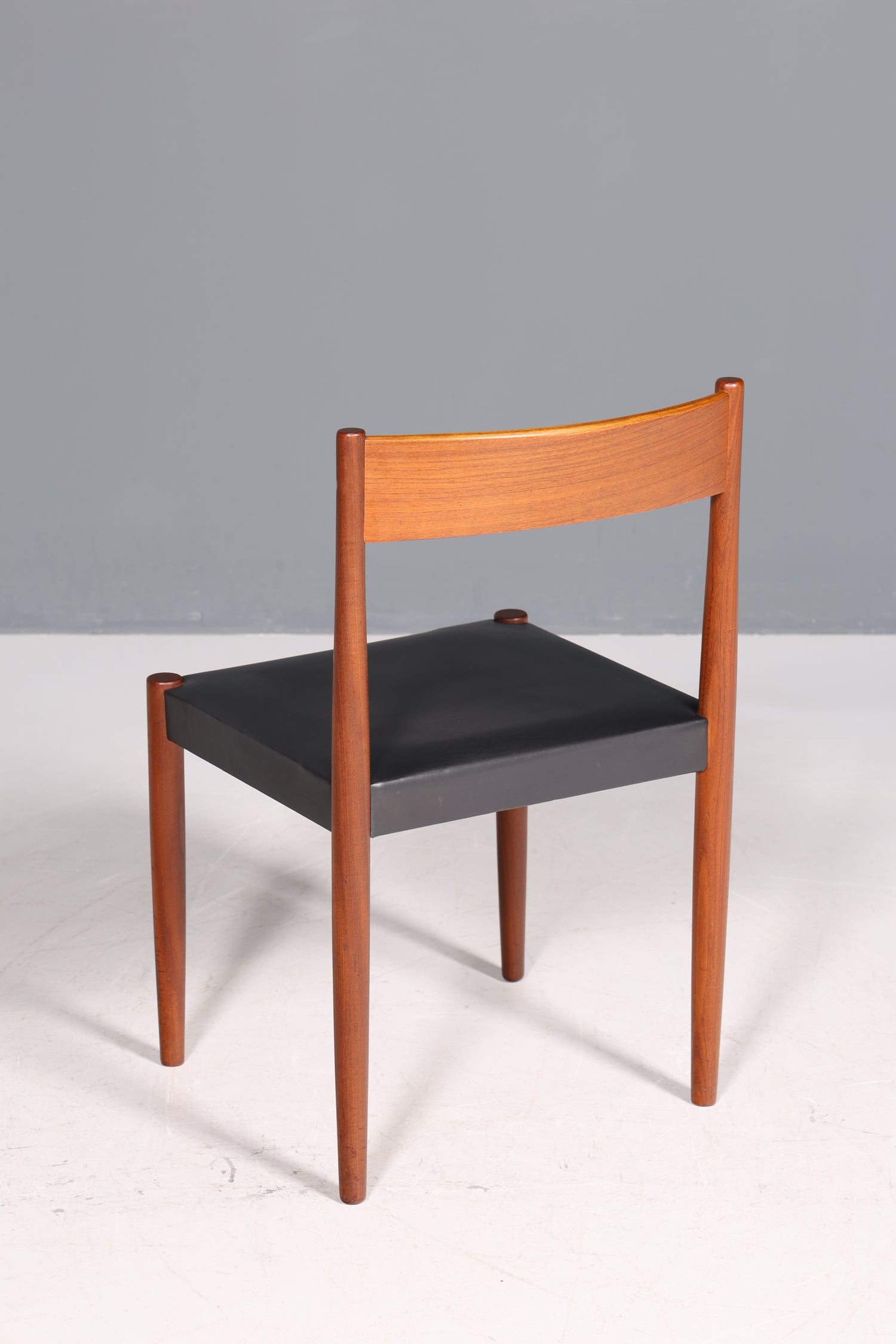 Chaise simple de style mid-century, palissandre, chaise secrétaire rétro, cuir véritable, chaise de cuisine design danois, 2 sur 2