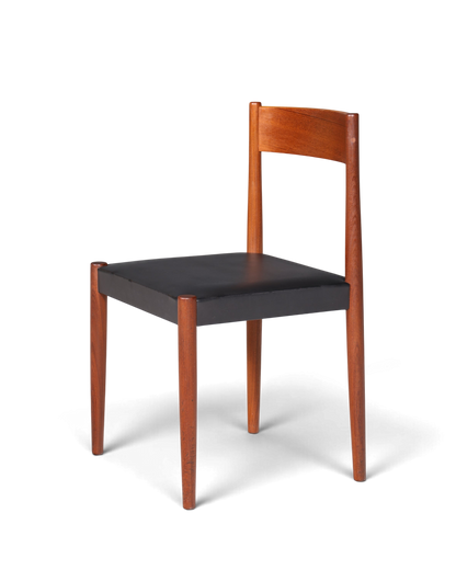 Schlichter Mid Century Stuhl Palisander Retro Sekretär Stuhl echt Leder Danish Design Küchenstuhl 2 von 2