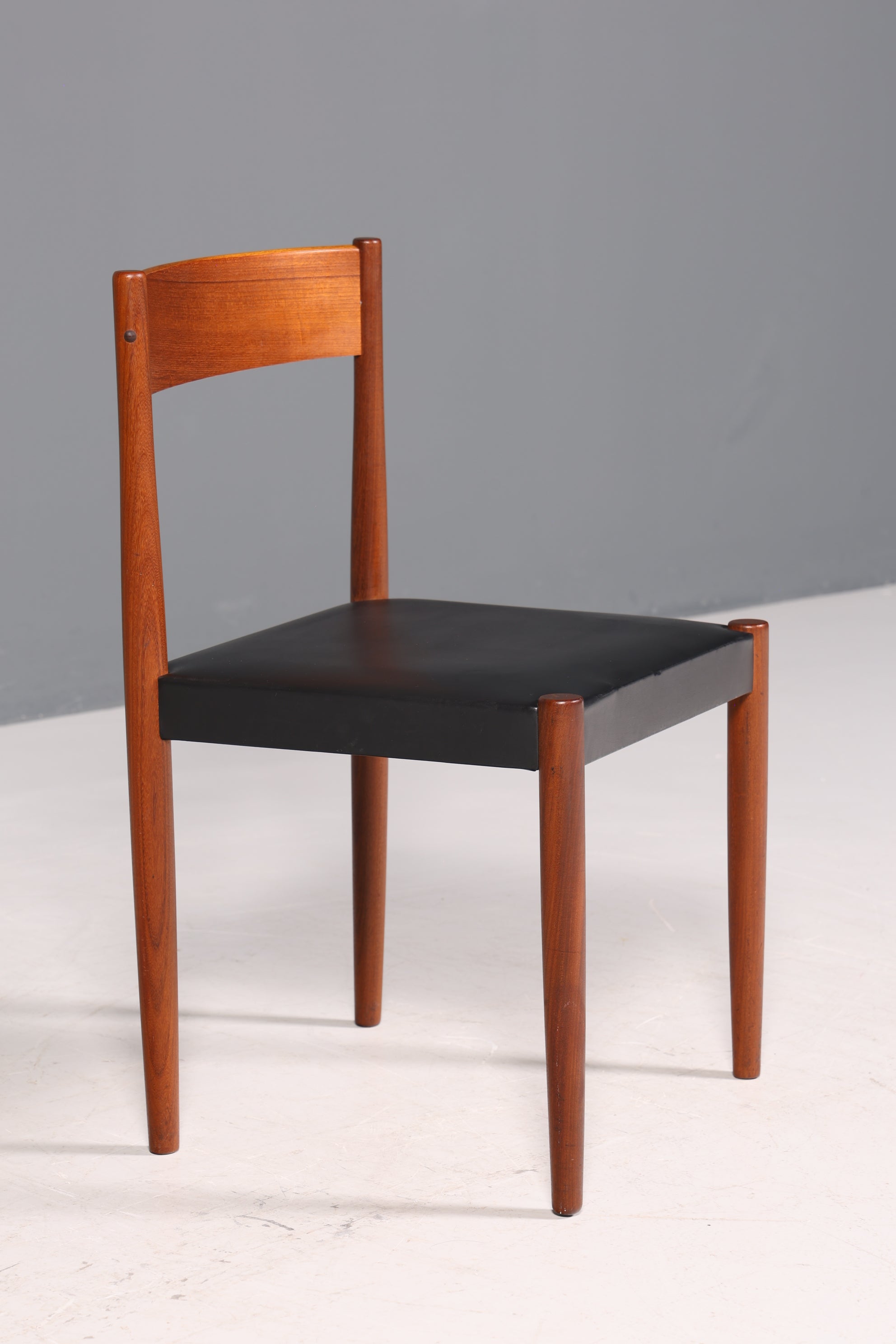 Chaise simple de style mid-century, palissandre, chaise secrétaire rétro, cuir véritable, chaise de cuisine design danois, 2 sur 2