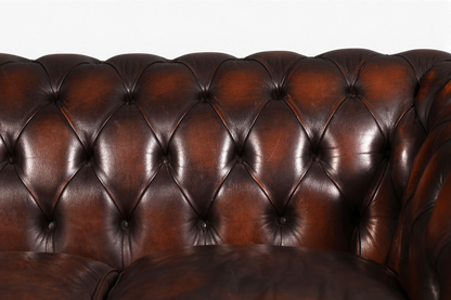 Edles Original Chesterfield Sofa 2-Sitzer Couch Echt Leder Englisch Antik Polstersofa