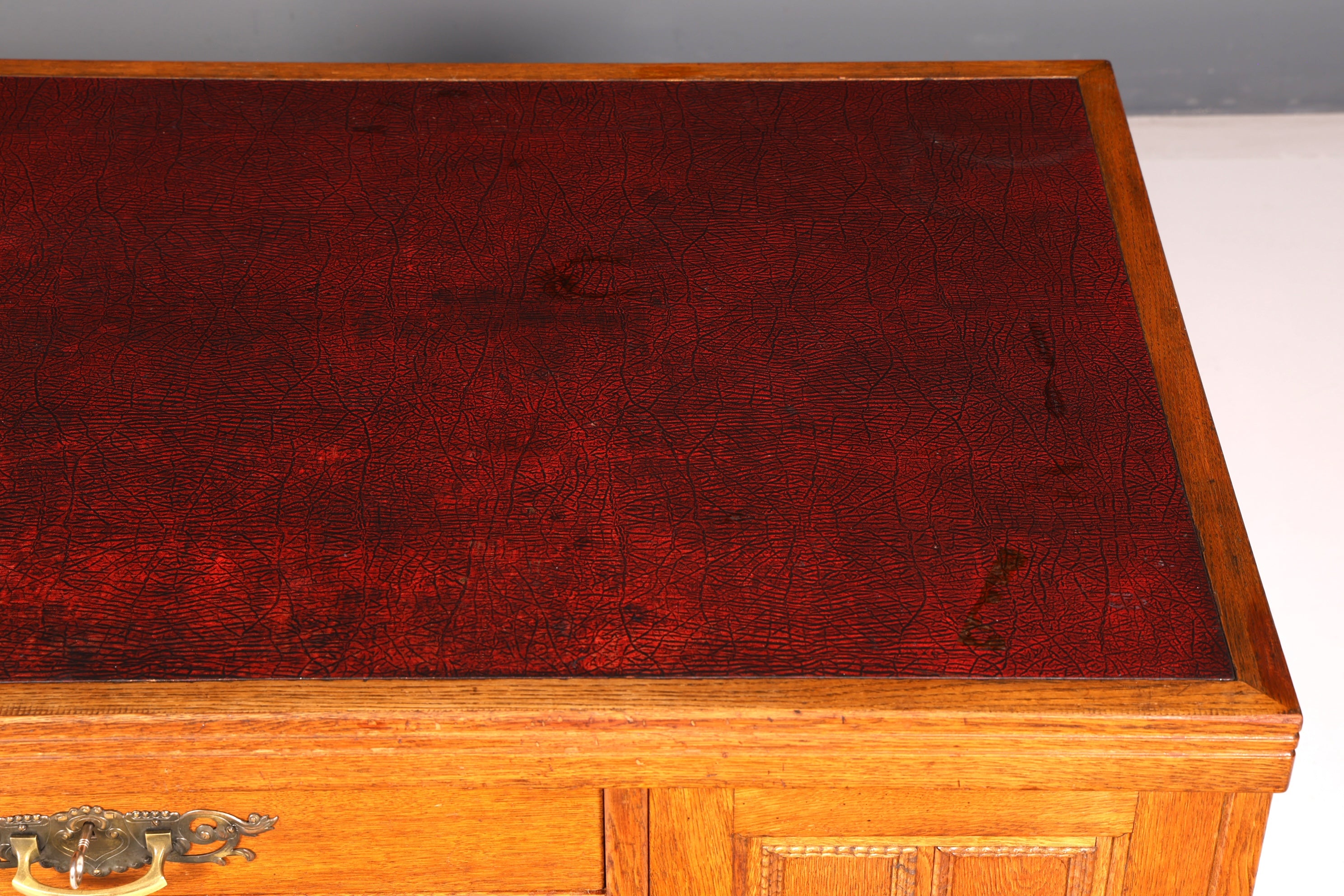 Wunderschöner Jugendstil Schreibtisch Eiche Echt Holz Bürotisch Office Table Antik Vintage