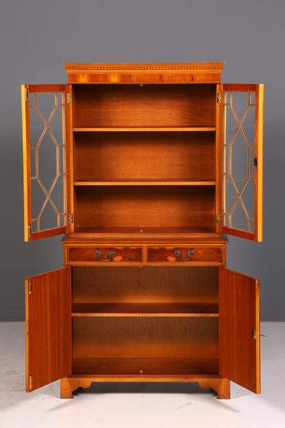 Traumhafte Englische Vitrine Eiche Holz Bibliothek Bücherschrank Buffet Vitrinenschrank Antik Vintage