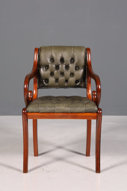 Fauteuil Chesterfield original Canterbury, chaise de cuisine anglaise, chaise secrétaire, chaise en cuir véritable