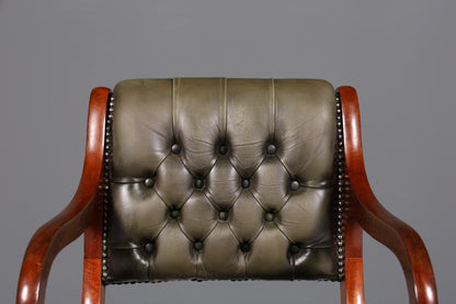 Fauteuil Chesterfield original Canterbury, chaise de cuisine anglaise, chaise secrétaire, chaise en cuir véritable