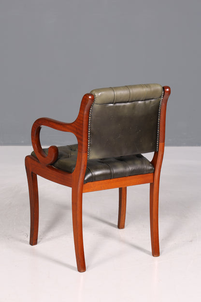 Fauteuil Chesterfield original Canterbury, chaise de cuisine anglaise, chaise secrétaire, chaise en cuir véritable