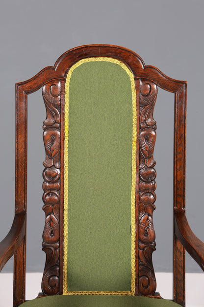 Magnifique fauteuil néo-Renaissance, style Gründerzeit, style Art nouveau, bureau de gentleman, chaise secrétaire en chêne, antiquité, vers 1910