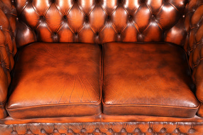 Stilvolles Original Chesterfield Sofa 2-Sitzer Couch Echt Leder Englisch Polstersofa