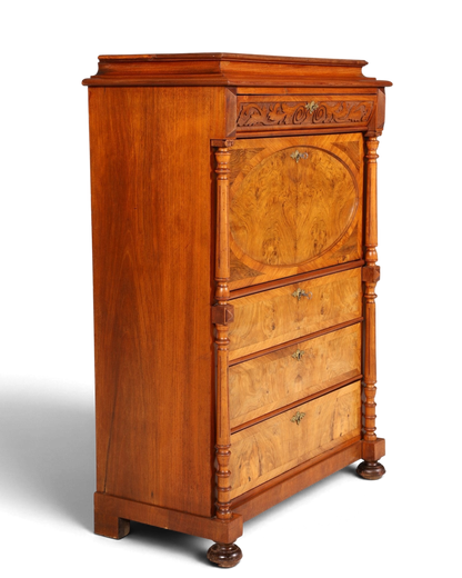 Stilvoller Gründerzeit Sekretär Vertiko Nussbaum Highboard Louis Philippe Kommode Sekretär Schrank um 1880