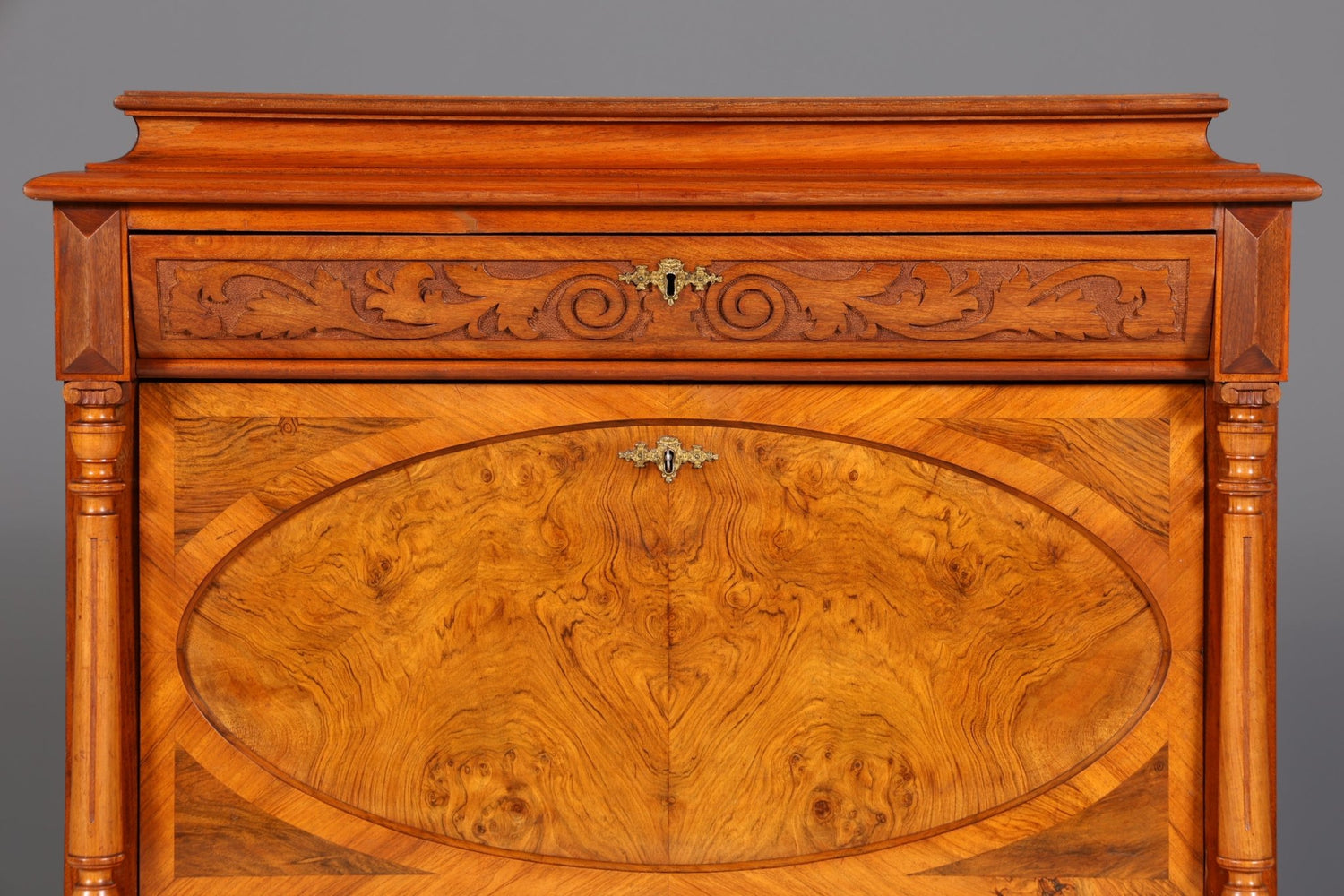 Stilvoller Gründerzeit Sekretär Vertiko Nussbaum Highboard Louis Philippe Kommode Sekretär Schrank um 1880