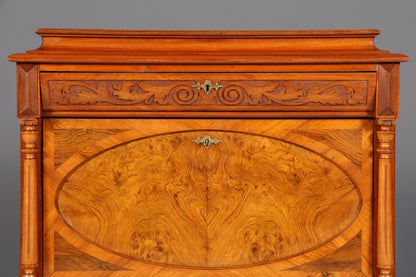 Stilvoller Gründerzeit Sekretär Vertiko Nussbaum Highboard Louis Philippe Kommode Sekretär Schrank um 1880
