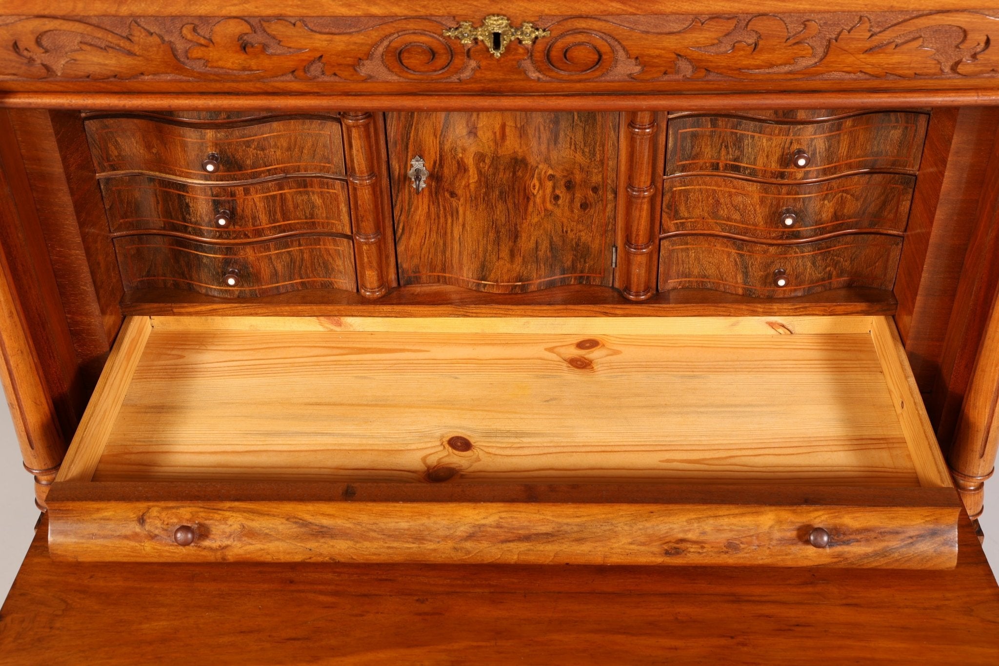 Stilvoller Gründerzeit Sekretär Vertiko Nussbaum Highboard Louis Philippe Kommode Sekretär Schrank um 1880