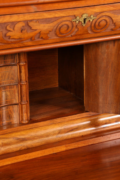 Stilvoller Gründerzeit Sekretär Vertiko Nussbaum Highboard Louis Philippe Kommode Sekretär Schrank um 1880