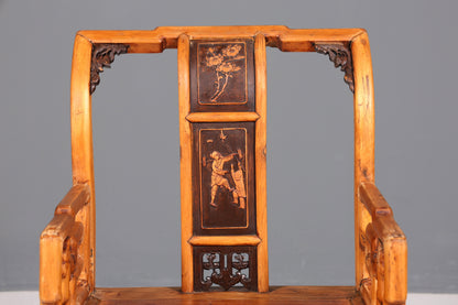 Magnifique fauteuil chinois, chaise en bois, chaise secrétaire asiatique ancienne