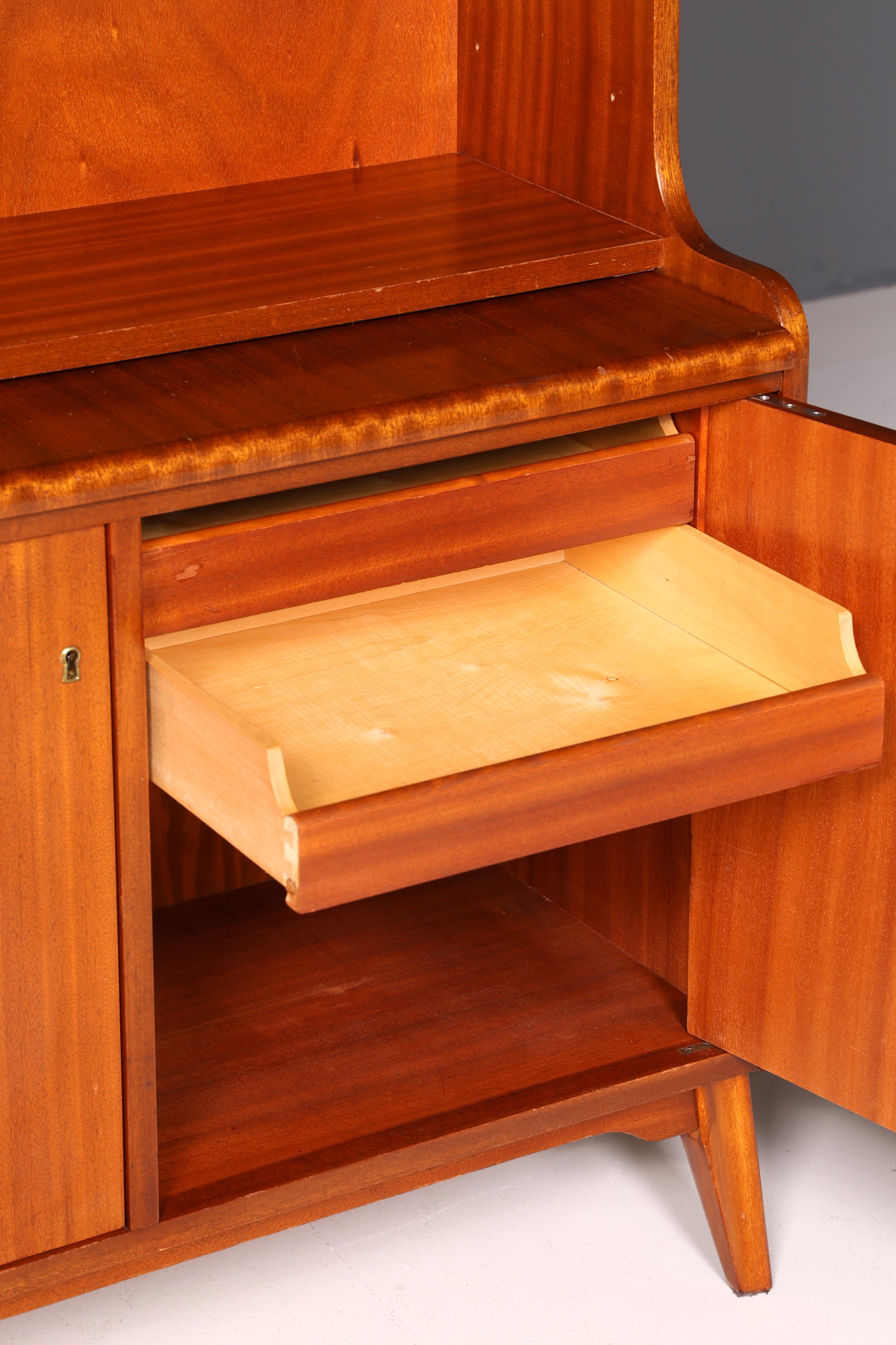 Wunderschöner Mid Century Schrank Bücherregal Vintage Sekretär Highboard Holz Regal 60s