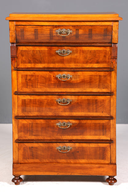 Commode élégante Gründerzeit vers 1890, vertiko Art Nouveau, chiffonnier antique, commode en lin