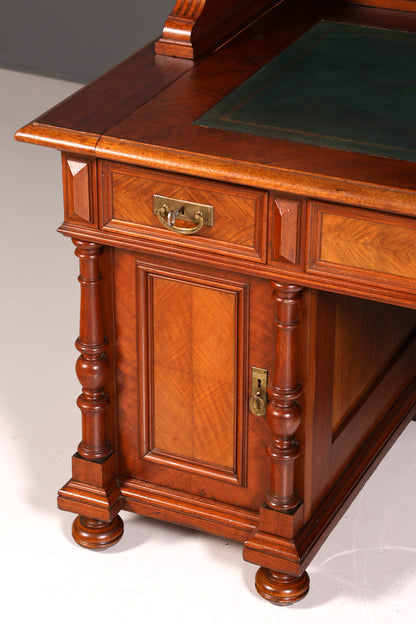 Traumhafter Gründerzeit Schreibtisch mit Aufsatz Jugendstil Bürotisch Massivholz um 1900