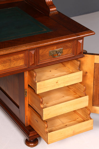 Traumhafter Gründerzeit Schreibtisch mit Aufsatz Jugendstil Bürotisch Massivholz um 1900