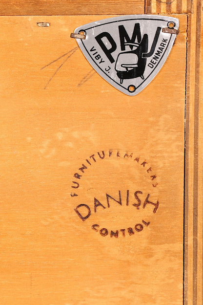 Magnifique buffet haut en teck du milieu du siècle, meuble original PAM Viby J., commode de bureau, meuble bar, années 1960