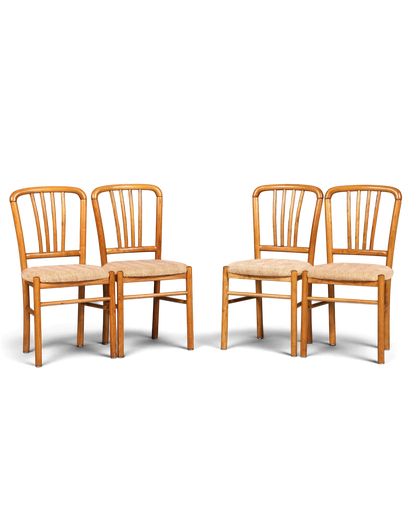4x Schlichte Mid Century Stühle Retro Stuhlset Danish Design Küchenstühle Esszimmer Stühle