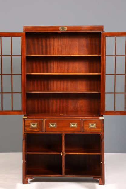 Wunderschöner Maritimer Vitrinenschrank Englischer Schrank echt Holz Bibliothek Englische Anrichte