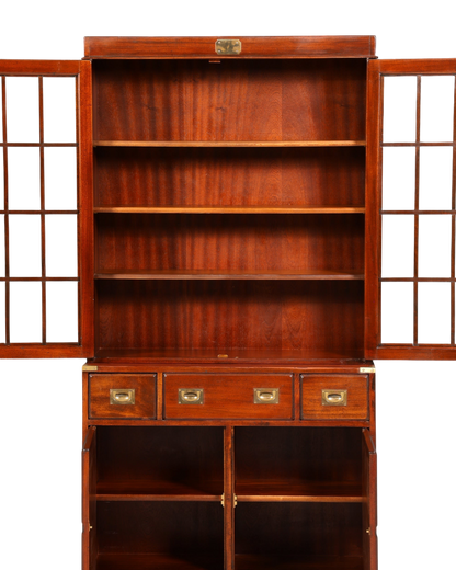 Wunderschöner Maritimer Vitrinenschrank Englischer Schrank echt Holz Bibliothek Englische Anrichte