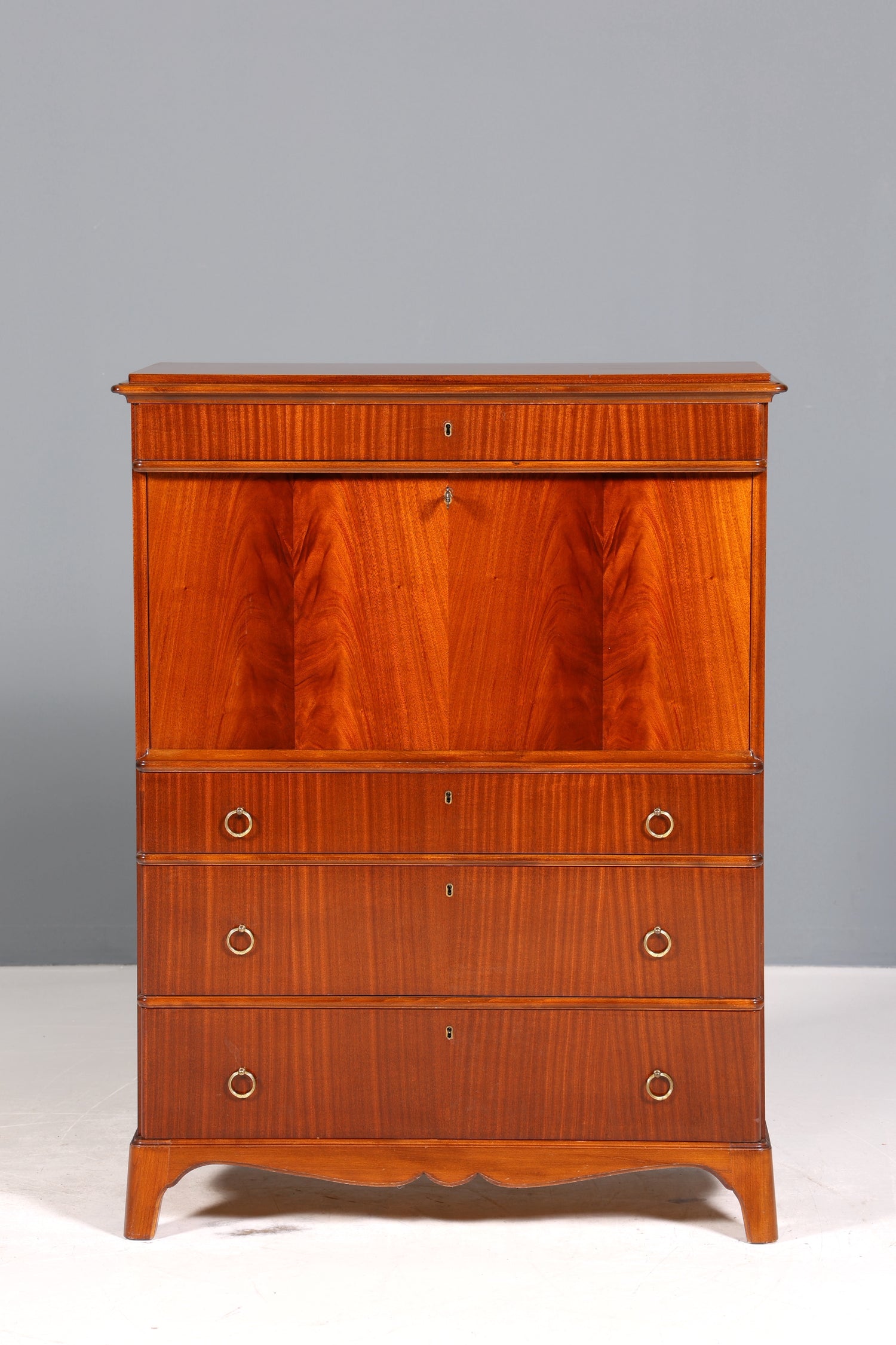 Stilvoller Sekretär im Antik Stil Büro Kommode Art Deco Stil 50s Vertiko Schreibkommode Kommode