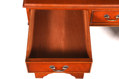 Magnifique bureau anglais avec plateau en cuir véritable, bureau de style ancien