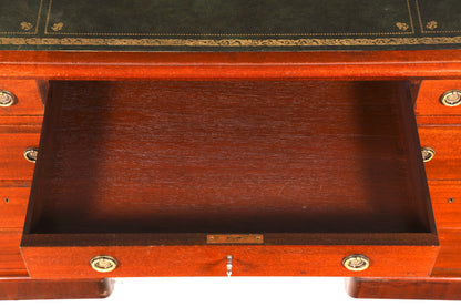 Bureau anglais de rêve avec plateau en cuir véritable, bureau de style antique