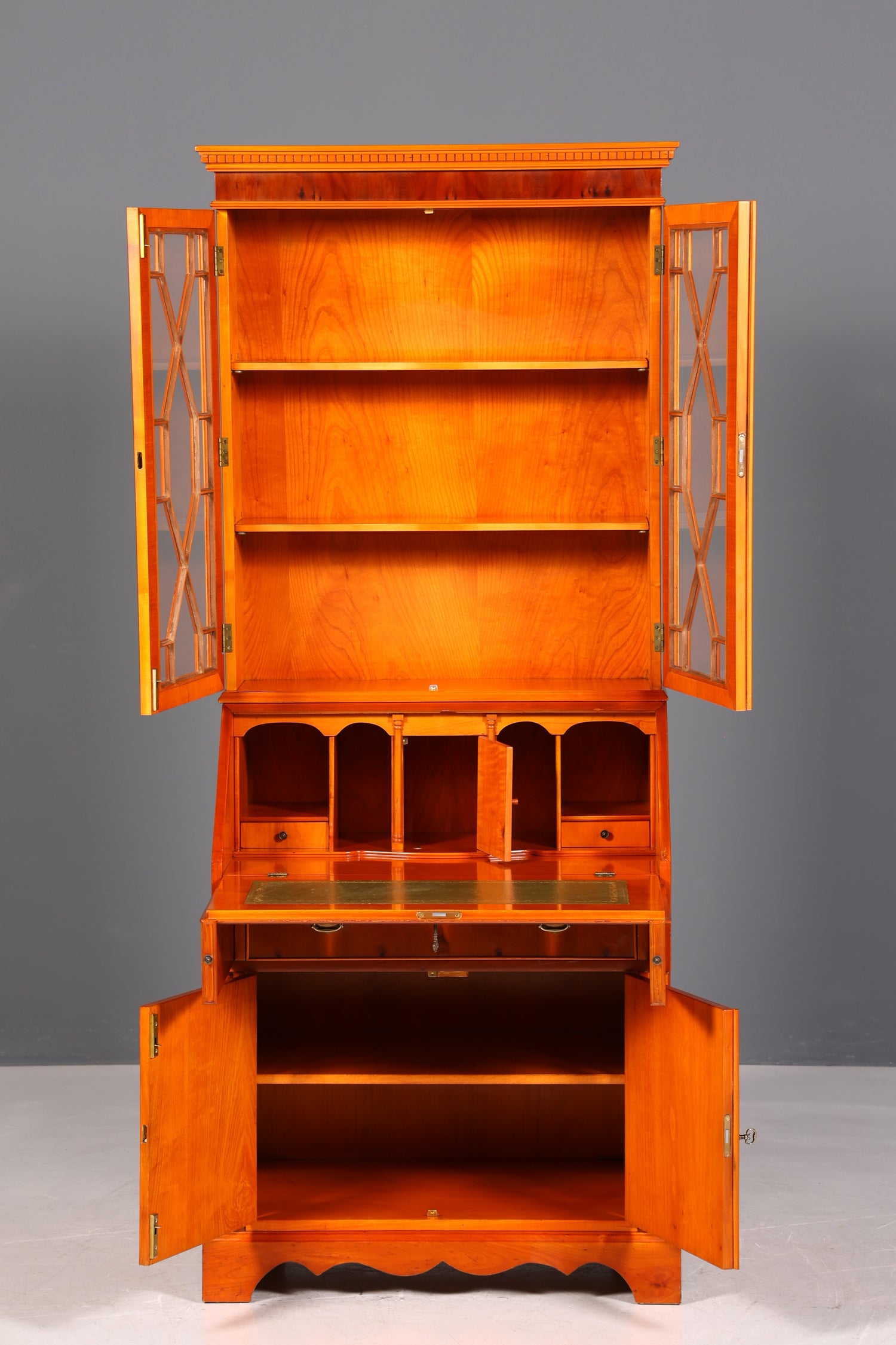 Bureau secrétaire anglais élégant, bureau de bureau, bois d&