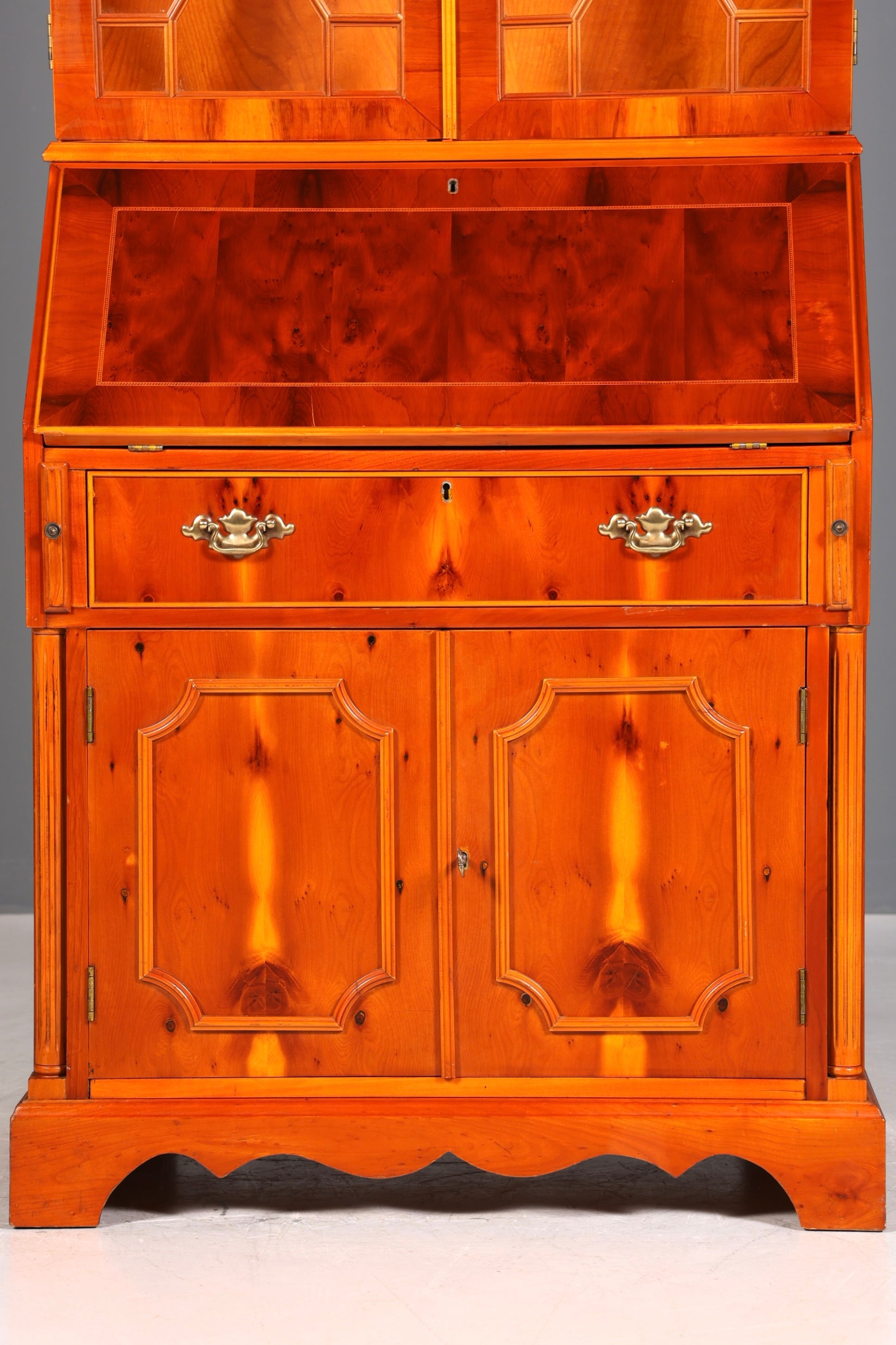Bureau secrétaire anglais élégant, bureau de bureau, bois d&