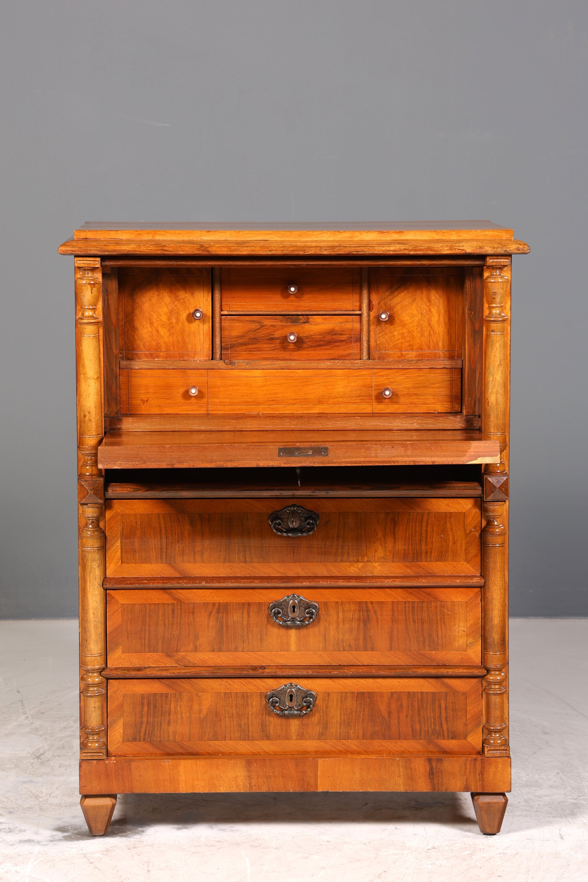 Stilvoller Gründerzeit Sekretär Vertiko Highboard Louis Philippe Kommode Sekretär Schrank um 1880