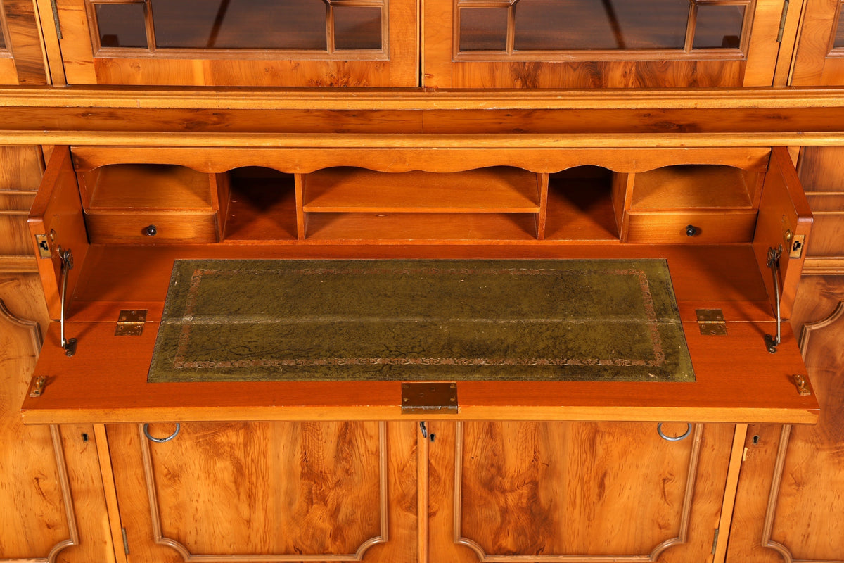 Impressionnante vitrine anglaise en bois véritable, secrétaire, bibliothèque, meuble à livres, buffet ancien vintage