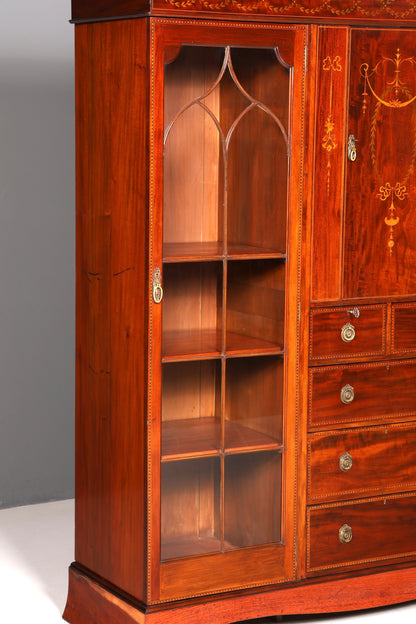 Wunderschöne Englische XXL Vitrine Bibliothek Bücherschrank UK Buffet Schrank Antik