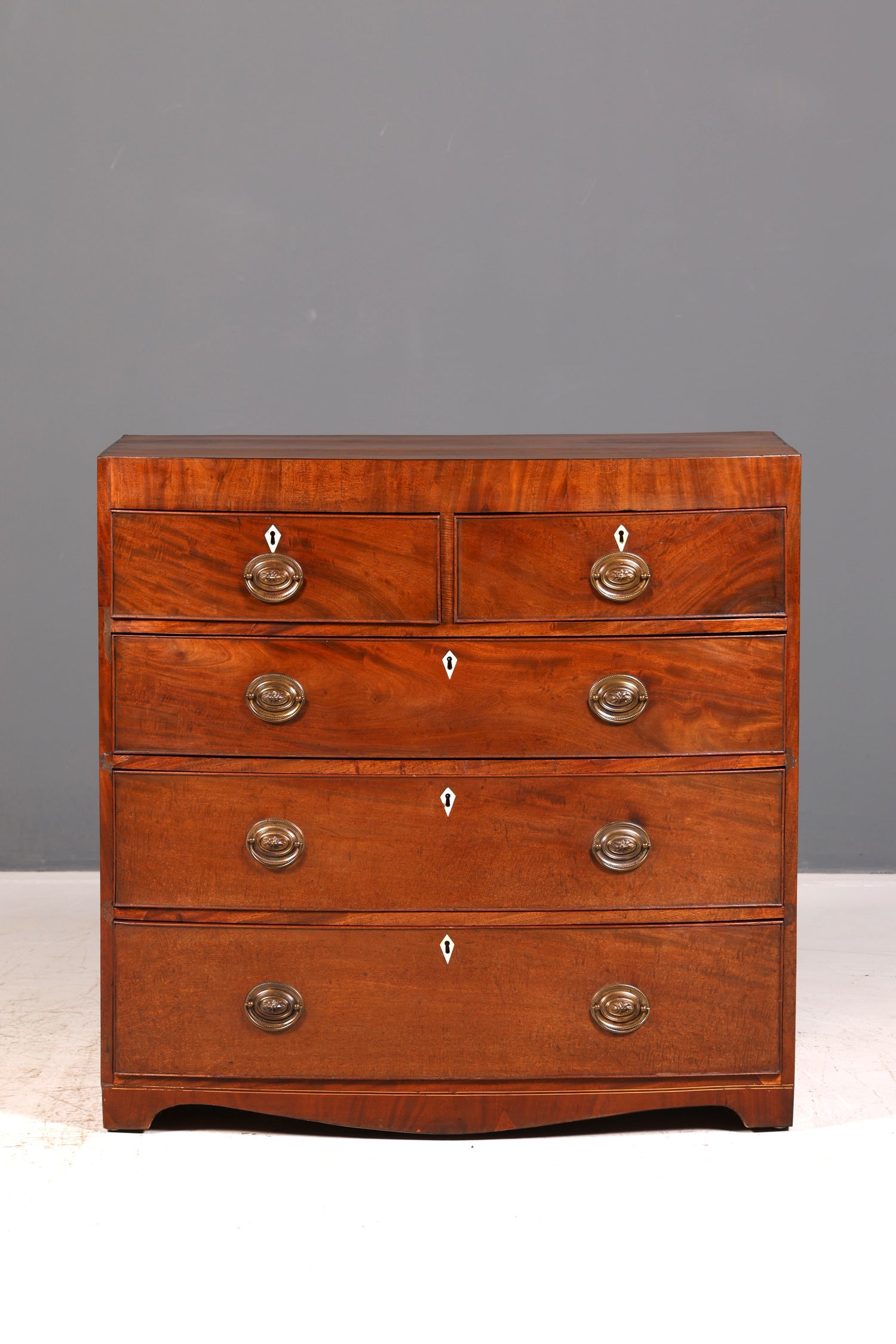 Wunderschöne Englische Kommode Mahagoni Antik Schubladenkommode Bow Front Schrank Sideboard Vintage