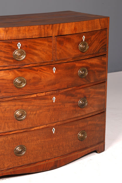 Wunderschöne Englische Kommode Mahagoni Antik Schubladenkommode Bow Front Schrank Sideboard Vintage