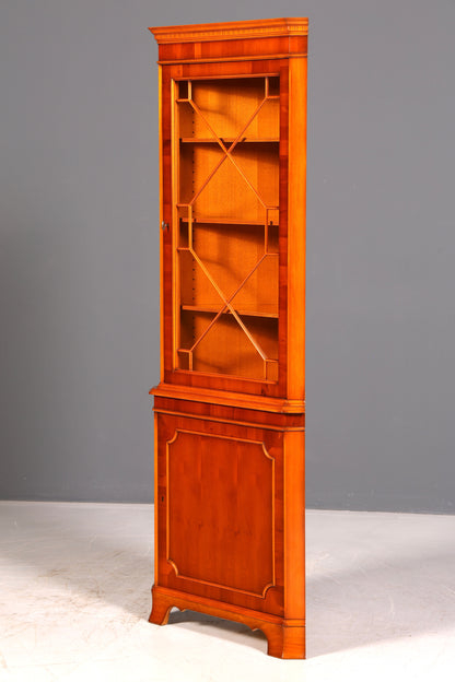 Wunderschöne Original Heldense Eckvitrine Eibe Englisch Antik Echt Holz Schrank Eckschrank Glasvitrine Vintage