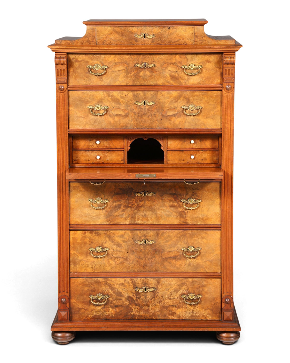 Stilvoller Gründerzeit Sekretär Vertiko Highboard Louis Philippe Chiffoniere Kommode um 1880