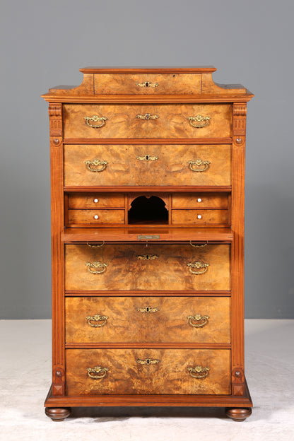 Stilvoller Gründerzeit Sekretär Vertiko Highboard Louis Philippe Chiffoniere Kommode um 1880