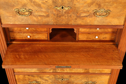 Stilvoller Gründerzeit Sekretär Vertiko Highboard Louis Philippe Chiffoniere Kommode um 1880