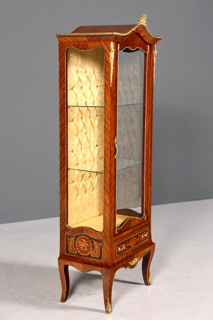 Vitrine de style baroque onirique, meuble de collection de style ancien, vitrine en verre incrusté