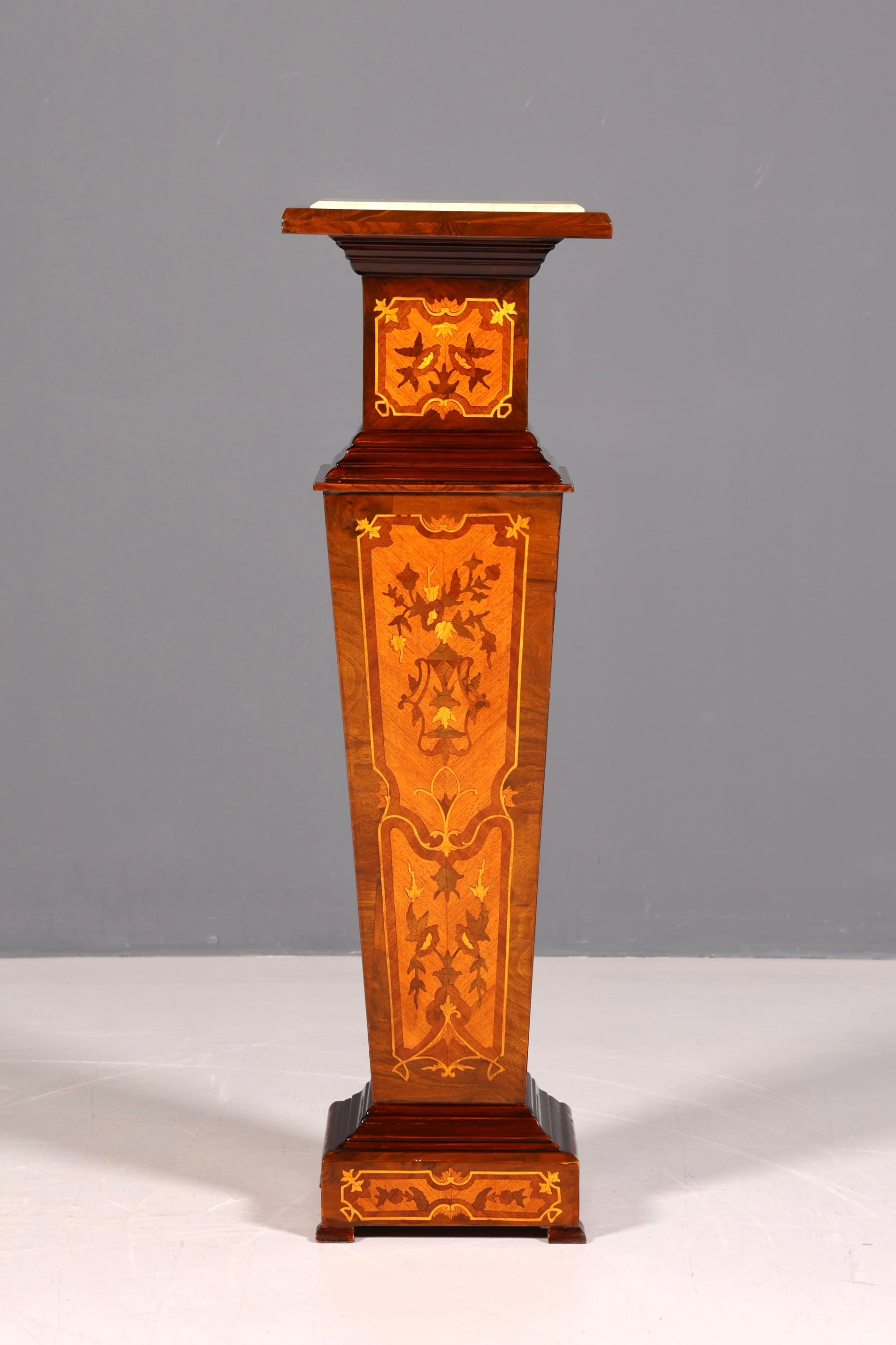 Stilvolle Barock Säule Louis XV Blumensäule Marmor Ablage Naturstein Intarsien Antik Stil